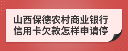山西保德农村商业银行信用卡欠款怎样申请停