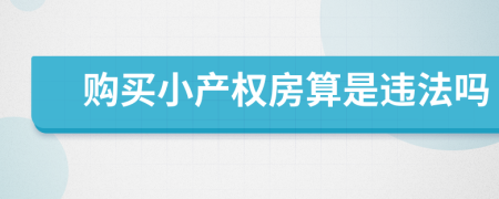 购买小产权房算是违法吗