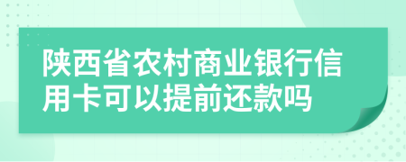 陕西省农村商业银行信用卡可以提前还款吗