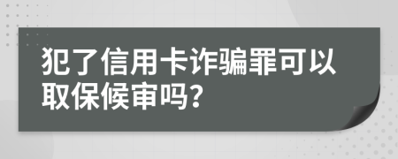 犯了信用卡诈骗罪可以取保候审吗？