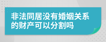 非法同居没有婚姻关系的财产可以分割吗