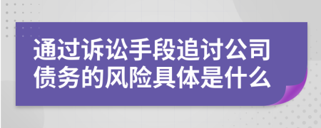 通过诉讼手段追讨公司债务的风险具体是什么