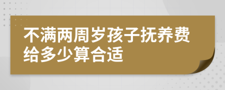 不满两周岁孩子抚养费给多少算合适