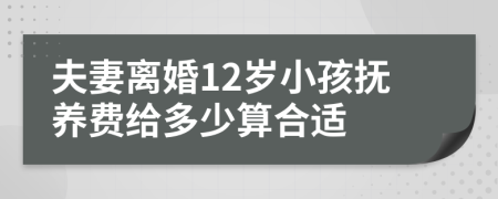 夫妻离婚12岁小孩抚养费给多少算合适