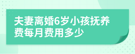 夫妻离婚6岁小孩抚养费每月费用多少