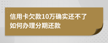 信用卡欠款10万确实还不了如何办理分期还款