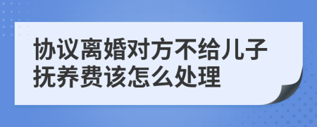 协议离婚对方不给儿子抚养费该怎么处理