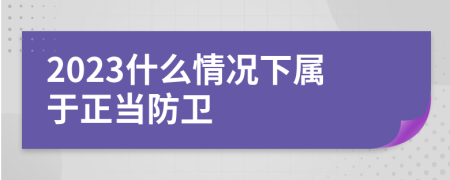 2023什么情况下属于正当防卫