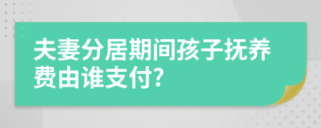夫妻分居期间孩子抚养费由谁支付?