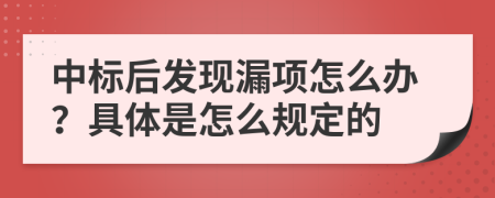 中标后发现漏项怎么办？具体是怎么规定的