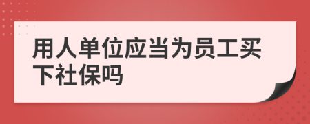 用人单位应当为员工买下社保吗