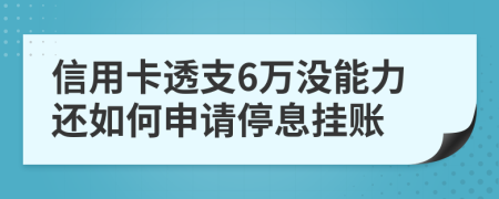 信用卡透支6万没能力还如何申请停息挂账