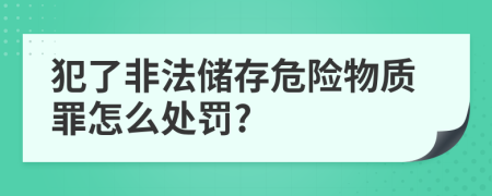 犯了非法储存危险物质罪怎么处罚?