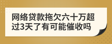 网络贷款拖欠六十万超过3天了有可能催收吗