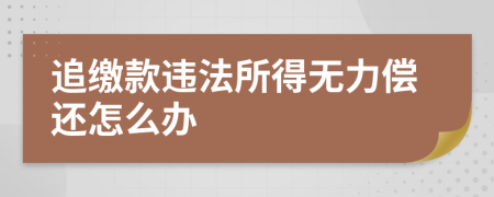 追缴款违法所得无力偿还怎么办