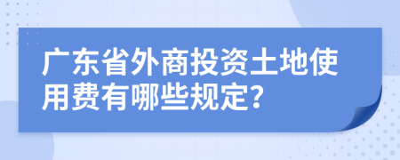 广东省外商投资土地使用费有哪些规定？