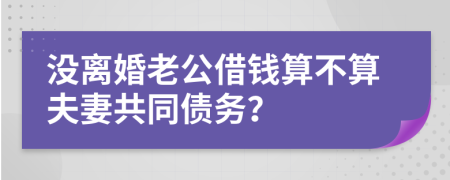 没离婚老公借钱算不算夫妻共同债务？