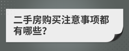 二手房购买注意事项都有哪些？