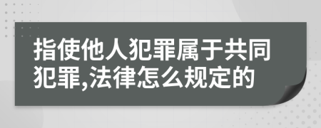 指使他人犯罪属于共同犯罪,法律怎么规定的