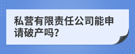 私营有限责任公司能申请破产吗？