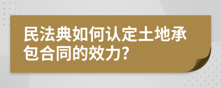 民法典如何认定土地承包合同的效力?