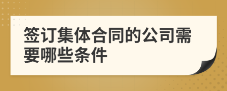 签订集体合同的公司需要哪些条件