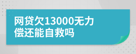 网贷欠13000无力偿还能自救吗