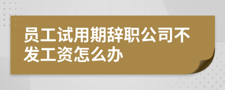 员工试用期辞职公司不发工资怎么办