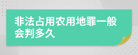 非法占用农用地罪一般会判多久