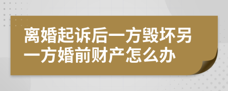 离婚起诉后一方毁坏另一方婚前财产怎么办