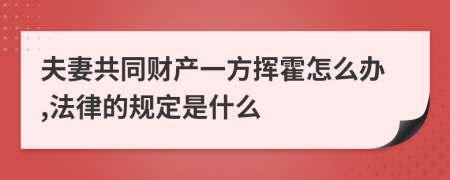 夫妻共同财产一方挥霍怎么办,法律的规定是什么