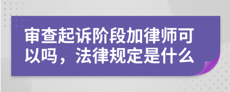 审查起诉阶段加律师可以吗，法律规定是什么