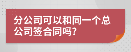 分公司可以和同一个总公司签合同吗?