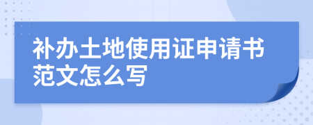 补办土地使用证申请书范文怎么写