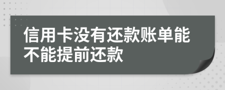 信用卡没有还款账单能不能提前还款