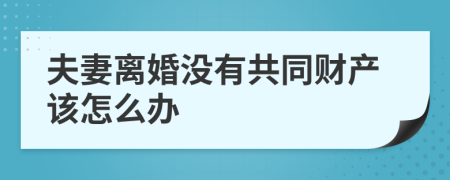 夫妻离婚没有共同财产该怎么办