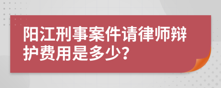 阳江刑事案件请律师辩护费用是多少？