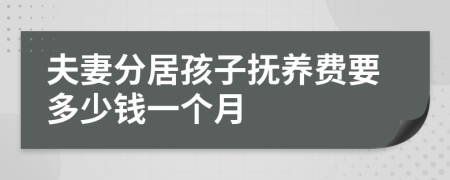 夫妻分居孩子抚养费要多少钱一个月