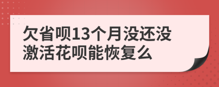 欠省呗13个月没还没激活花呗能恢复么