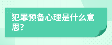 犯罪预备心理是什么意思？