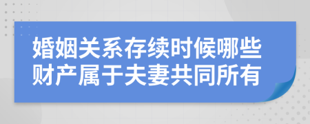 婚姻关系存续时候哪些财产属于夫妻共同所有