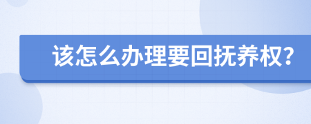 该怎么办理要回抚养权？