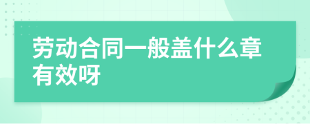 劳动合同一般盖什么章有效呀