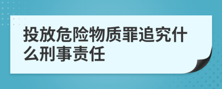 投放危险物质罪追究什么刑事责任