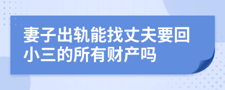 妻子出轨能找丈夫要回小三的所有财产吗