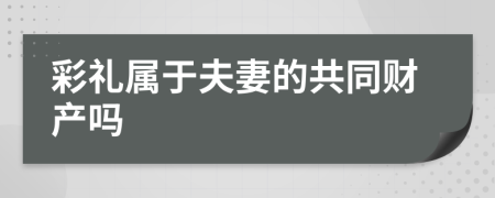 彩礼属于夫妻的共同财产吗