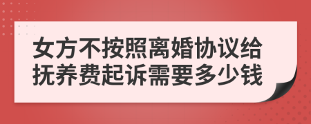 女方不按照离婚协议给抚养费起诉需要多少钱