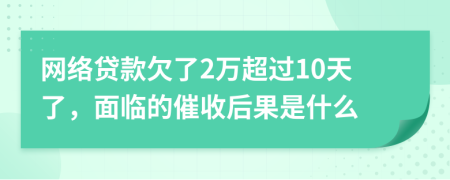 网络贷款欠了2万超过10天了，面临的催收后果是什么