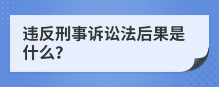 违反刑事诉讼法后果是什么？
