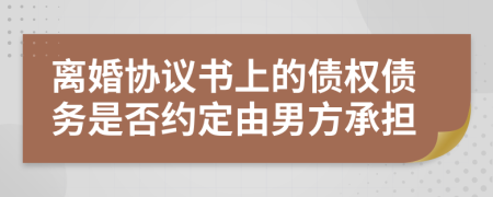 离婚协议书上的债权债务是否约定由男方承担